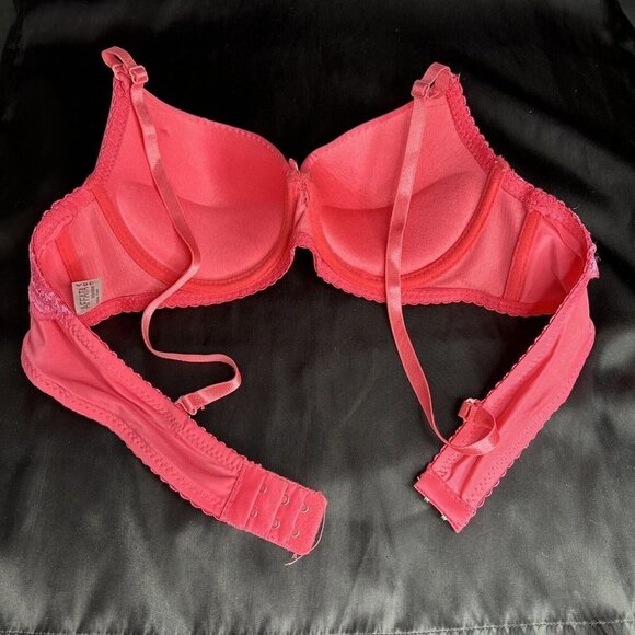Affata Pink Bra Silky Lace Detail Convertible Removable Straps Push Up - Picture 9 of 11